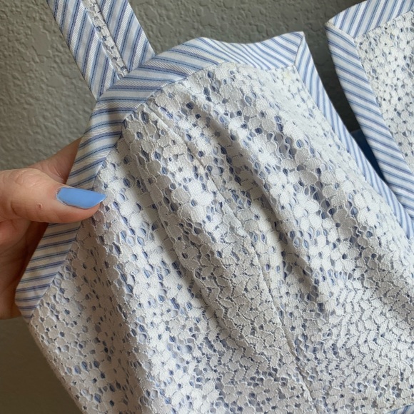 BCBGMaxazria blue and white blouse. - Picture 2 of 4